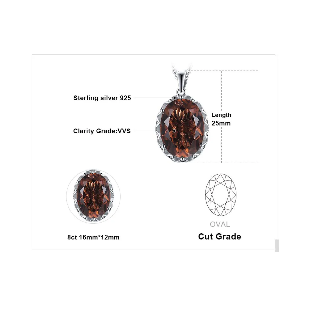 JewelryPalace 8.1ct Quarzo Fume Collana Pendente Argento 45cm