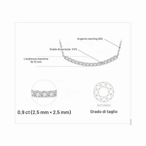 JewelryPalace Solitario Collana zirconia bianca tre ori