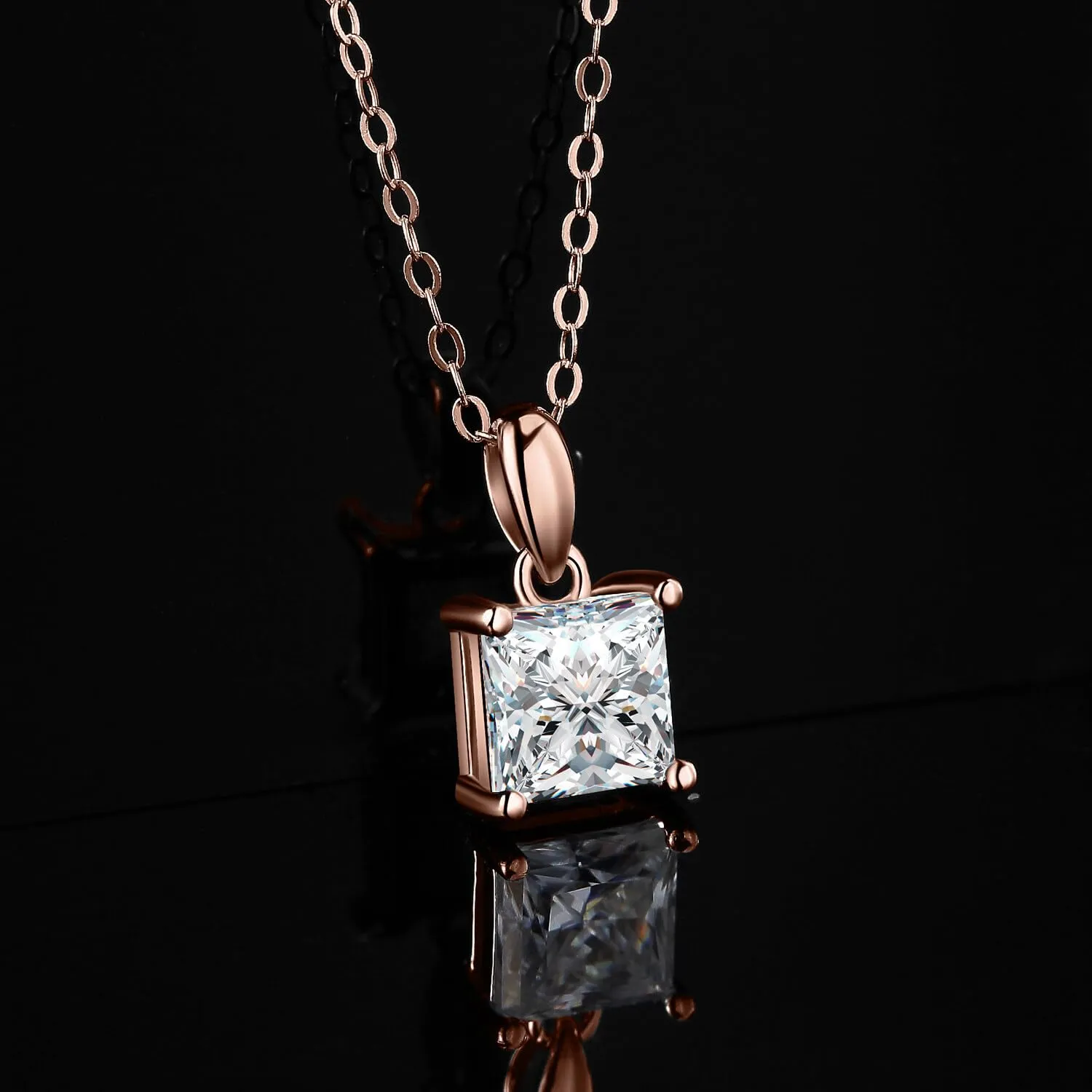 JewelryPalace Solitario 1ct collana moissanite oro rosa