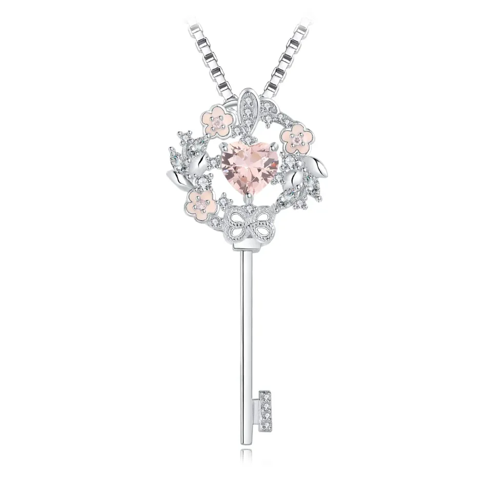 JewelryPalace Fiore 1.9ct collana argento 925 morganite chiave
