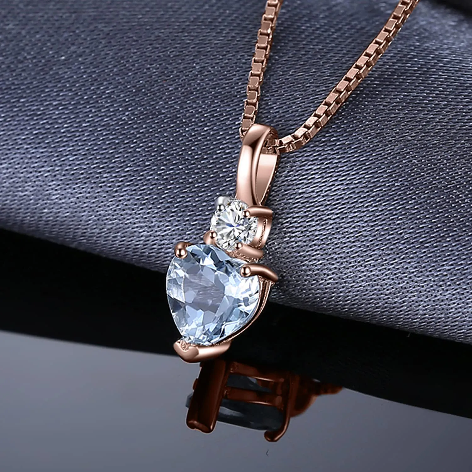 JewelryPalace 0.8ct collana cuore acquamarina oro rosa 14k 45cm