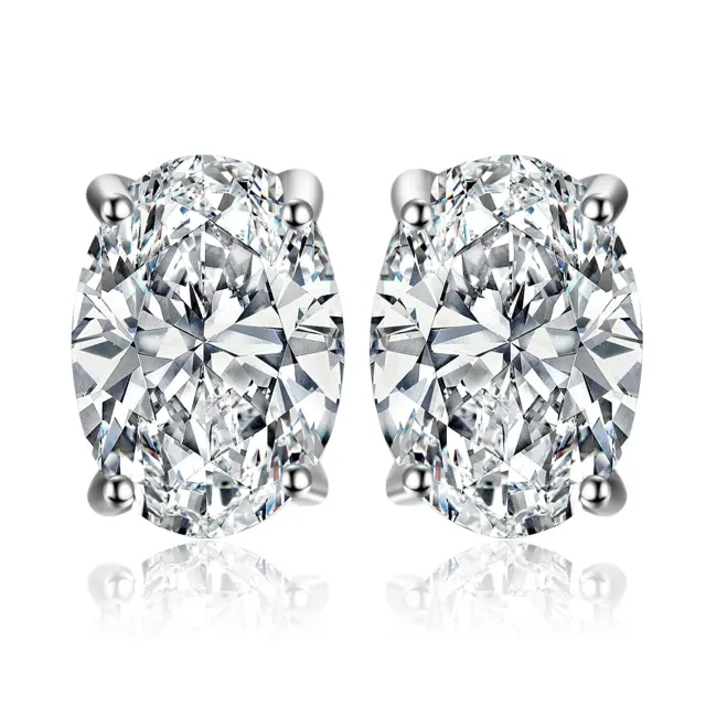 JewelryPalace Moissanite 2ct Orecchini a Bottone Argento 925 Taglio Ovale