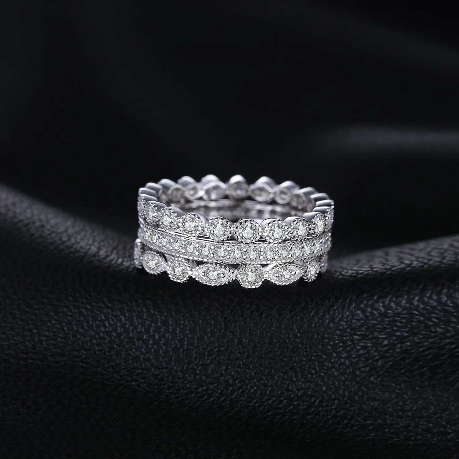 JewelryPalace set 3 anelli argento zirconia marquise
