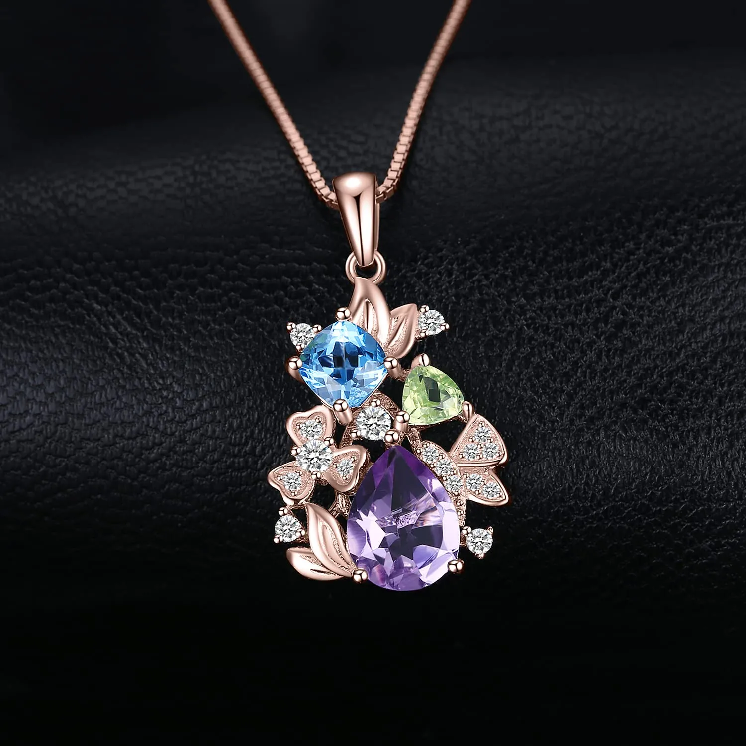 JewelryPalace Fiore Collana Argento 925 Tre Ori Pietre Naturali 45cm