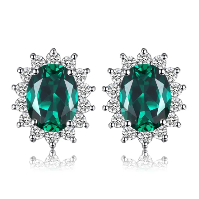 JewelryPalace Diana Halo orecchini smeraldo verde argento