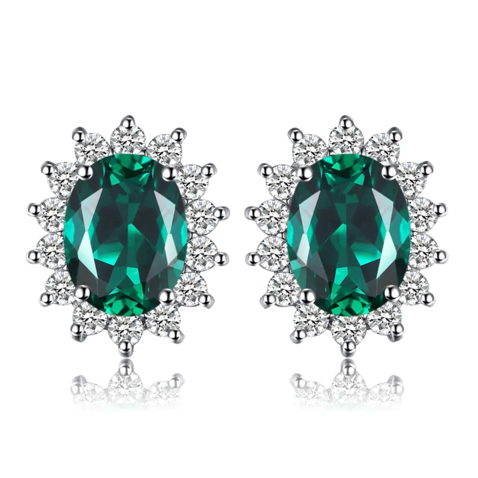 JewelryPalace Diana Halo orecchini smeraldo verde argento