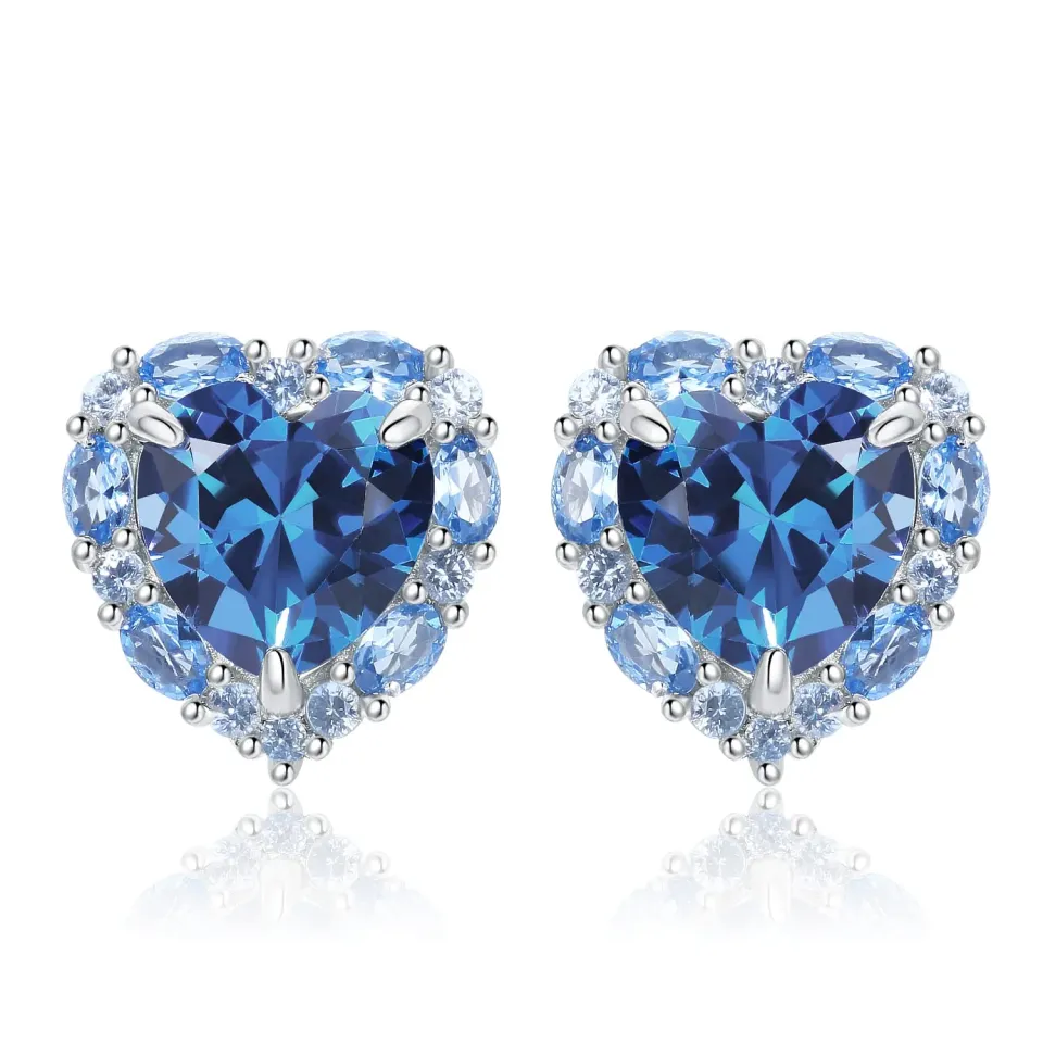 JewelryPalace Cuore 5ct Orecchini Argento 925 Zirconia Blu