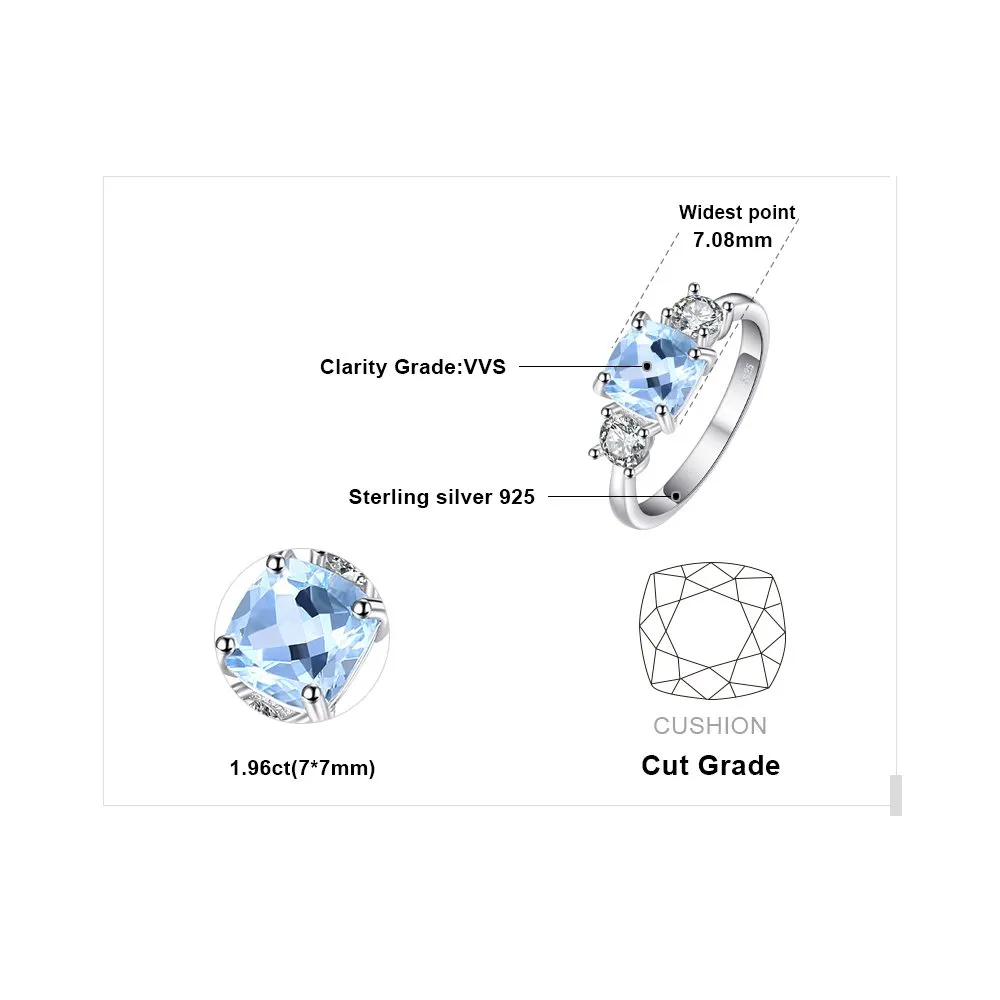 JewelryPalace Anello Tre Pietre Topazio Blu Argento 925