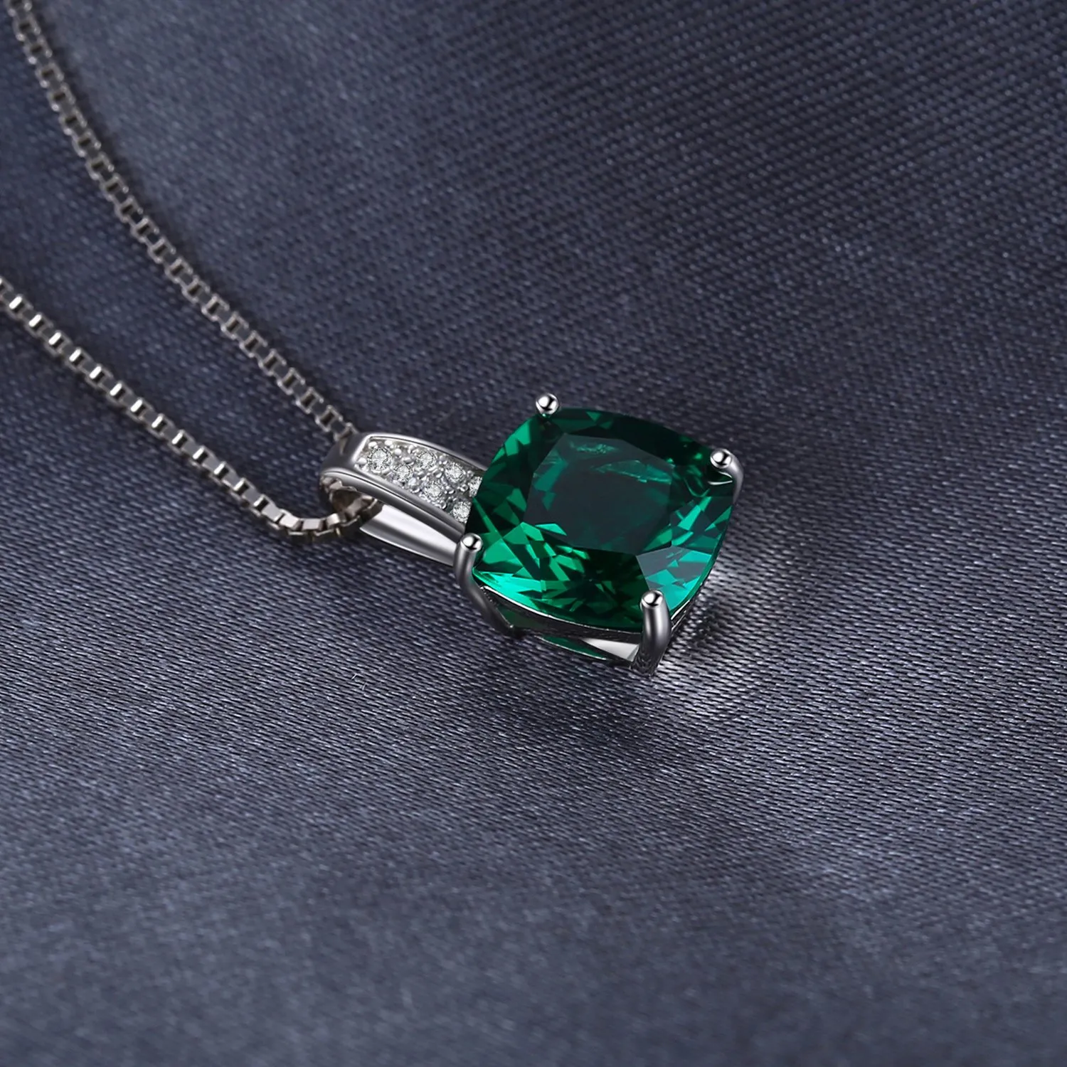 JewelryPalace Collana Argento Smeraldo Verde 3.4ct Cuscino
