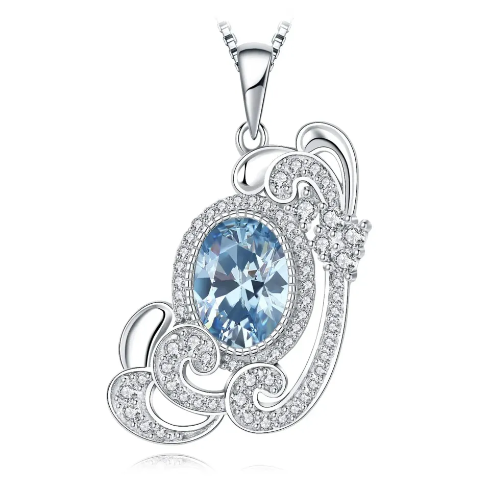 JewelryPalace Onda Mare collana 0.5ct zirconia azzurra