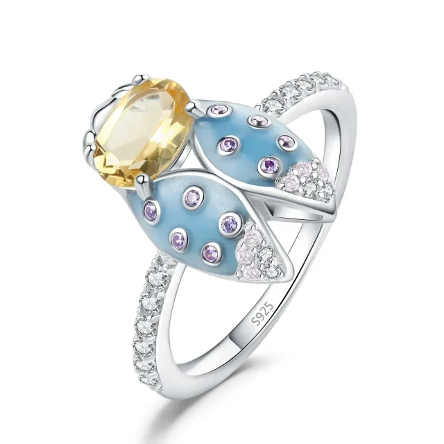 JewelryPalace Cicala 1.1ct anello argento 925 citrino smaltato