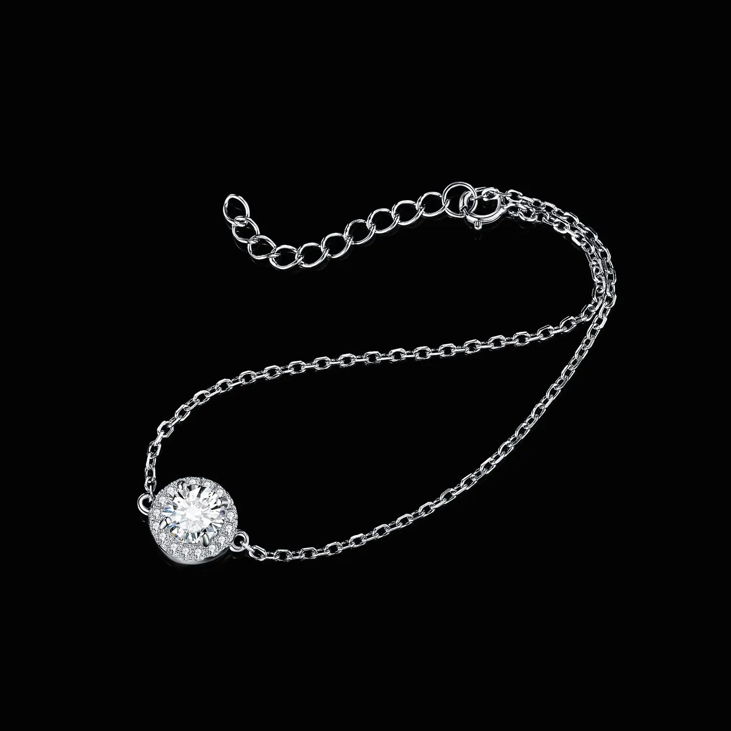 JewelryPalace bracciale halo zirconia bianca argento 1ct