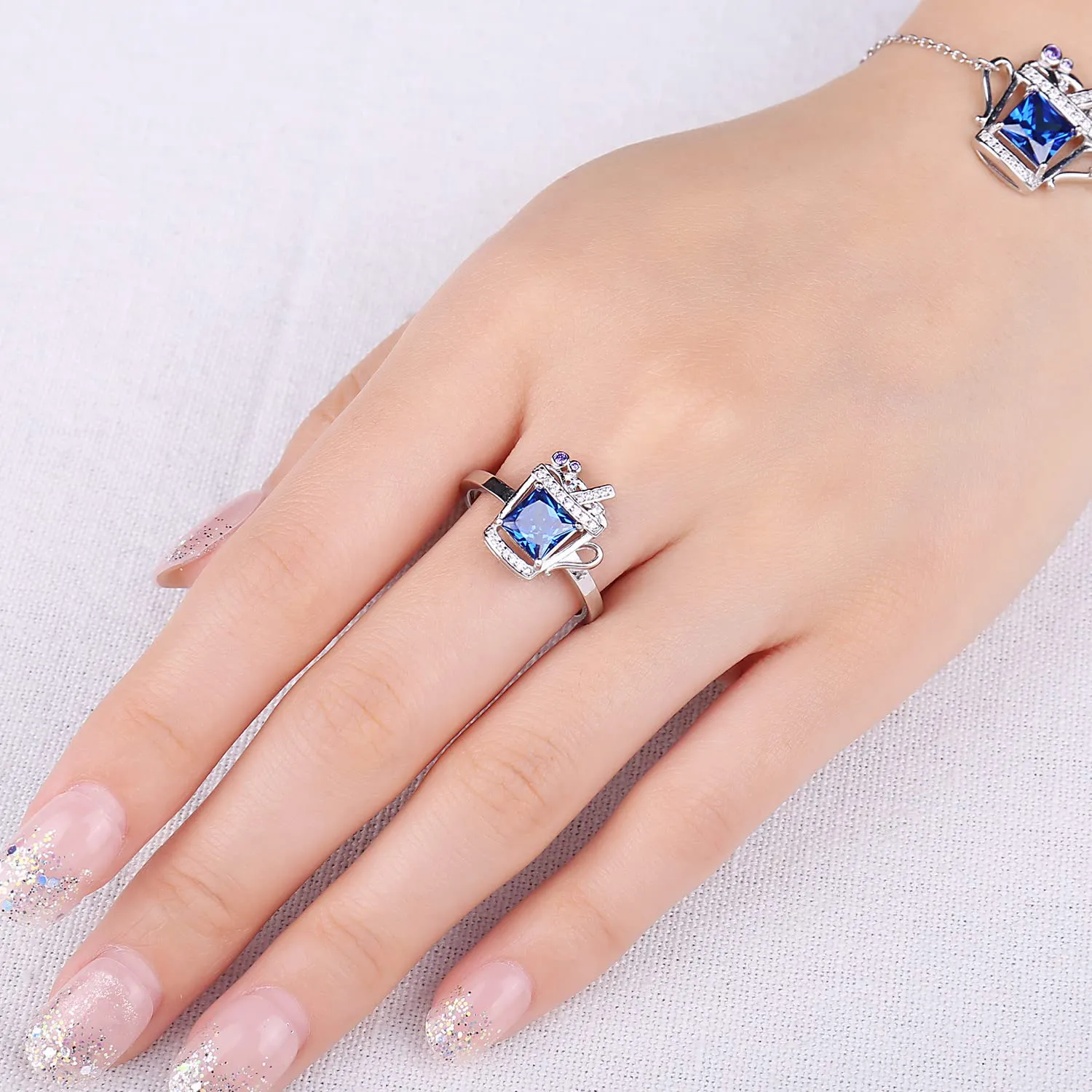 JewelryPalace Bevanda 3.68ct anello argento 925 spinello blu