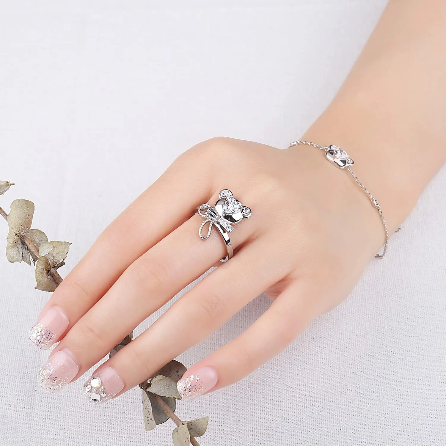 JewelryPalace Orsetto 1.5ct Anello Argento 925 Fiocco