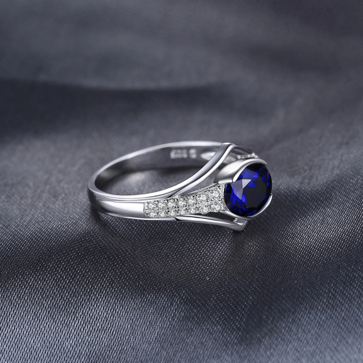 JewelryPalace Anello Zaffiro Blu Ovale 1.9ct Argento 925 Misura 9.5