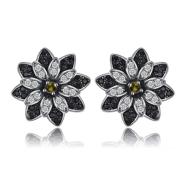 JewelryPalace Fiore orecchini argento spinello nero quarzo
