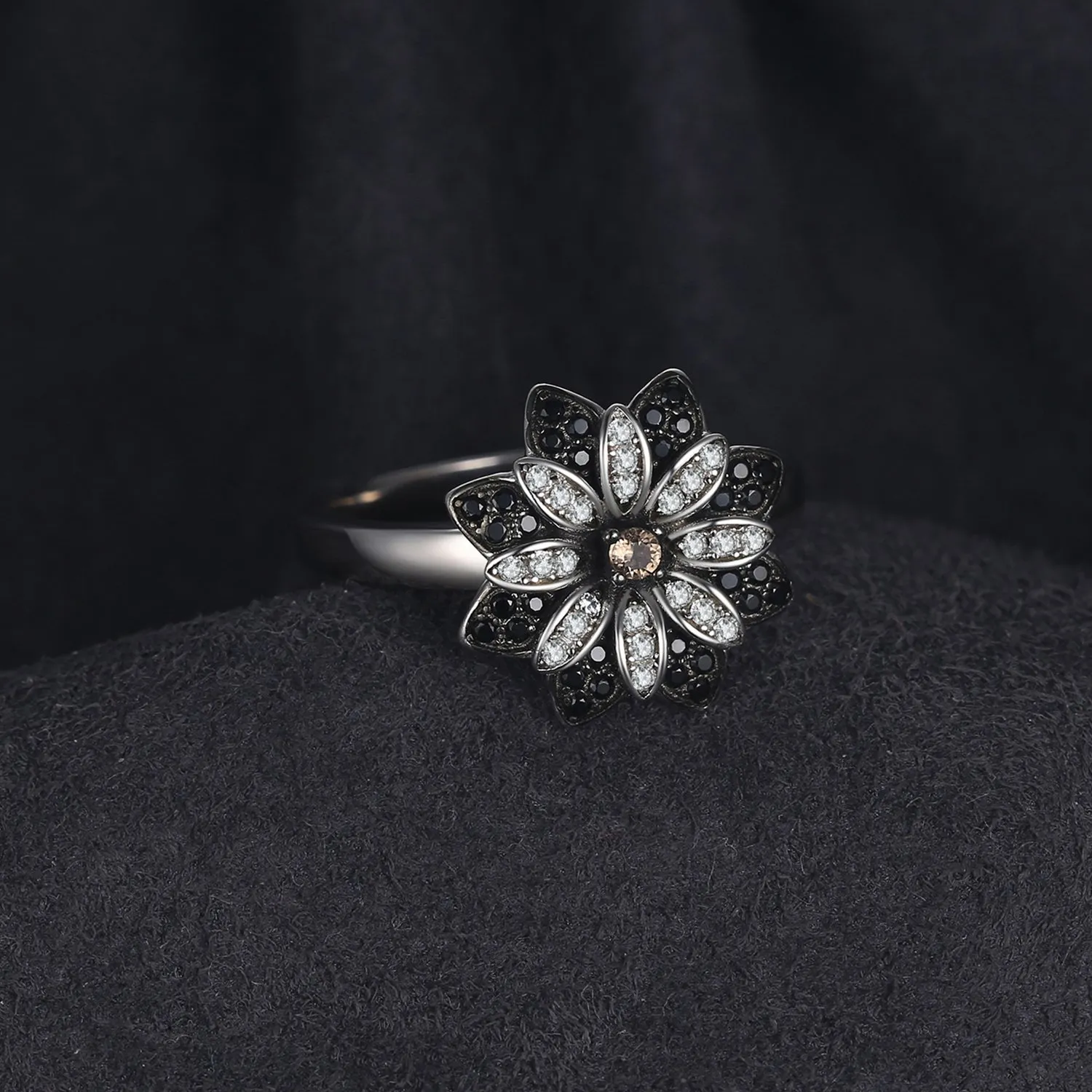JewelryPalace Fiore Anello Cocktail Argento 14.5 Quarzo Fumé