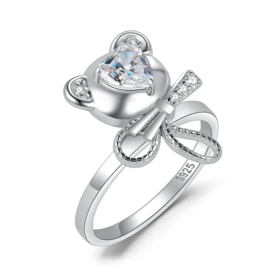 JewelryPalace Orsetto 1.5ct Anello Argento 925 Fiocco