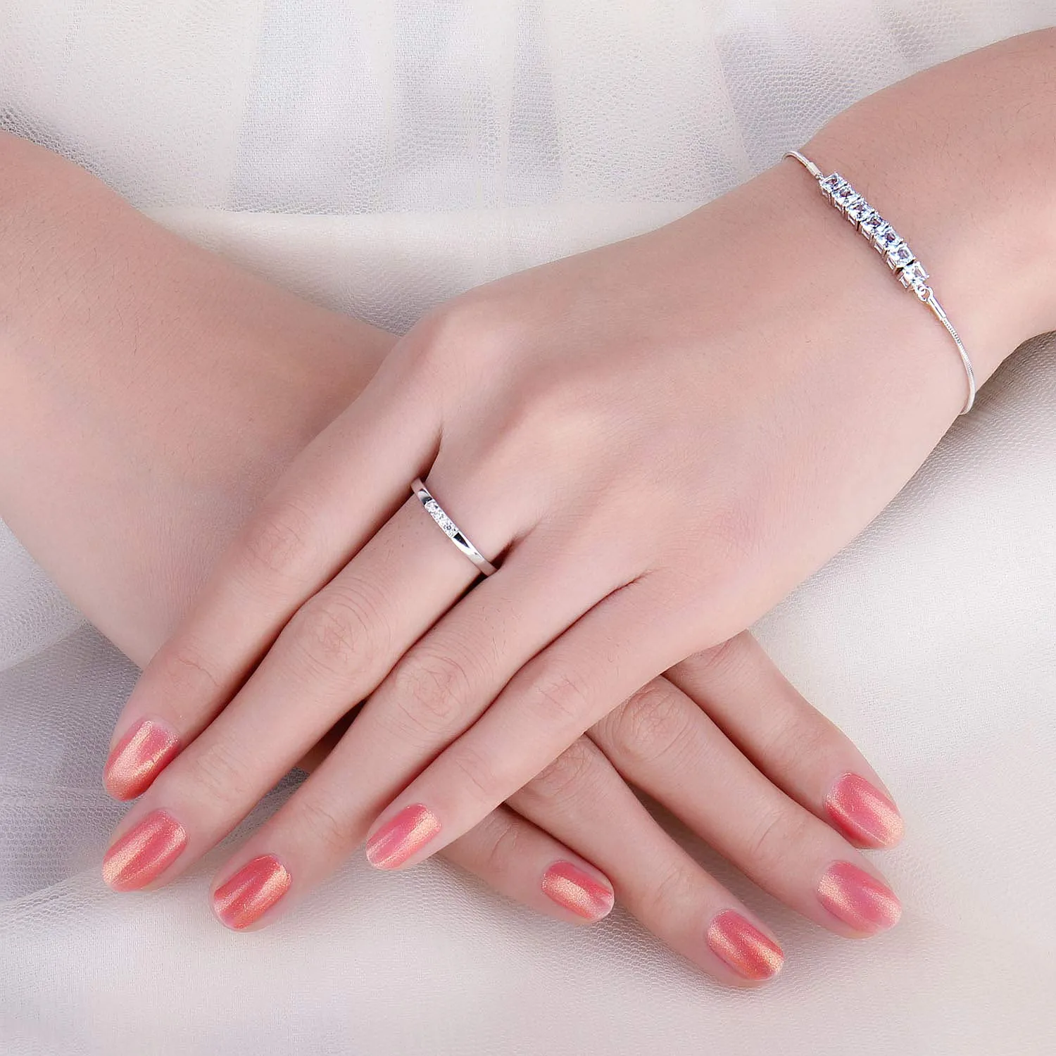 JewelryPalace Trilogy Anello Argento 925 Zirconi Bianchi