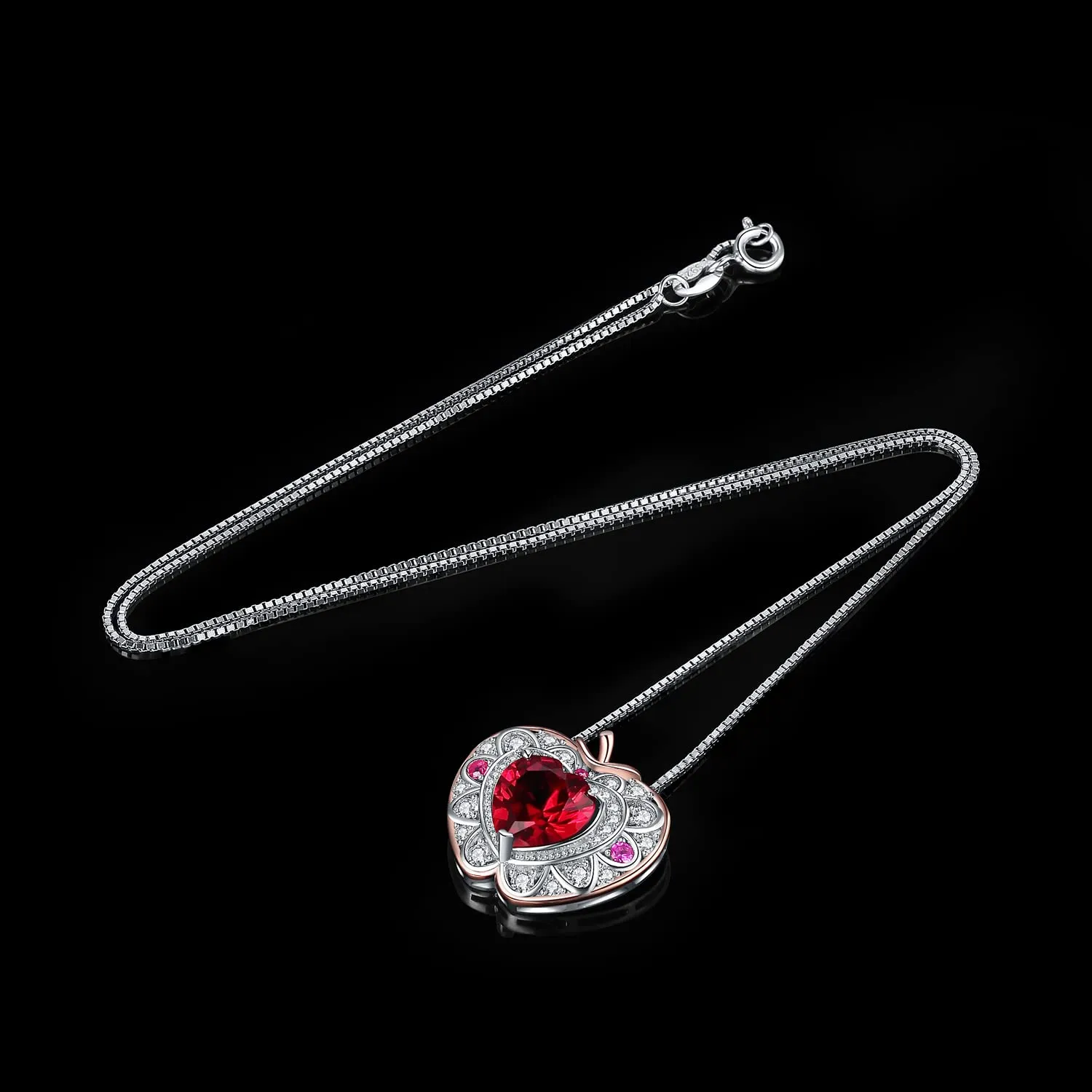 JewelryPalace Mela 1ct Collana Oro Rosa Rubino Cuore 45cm