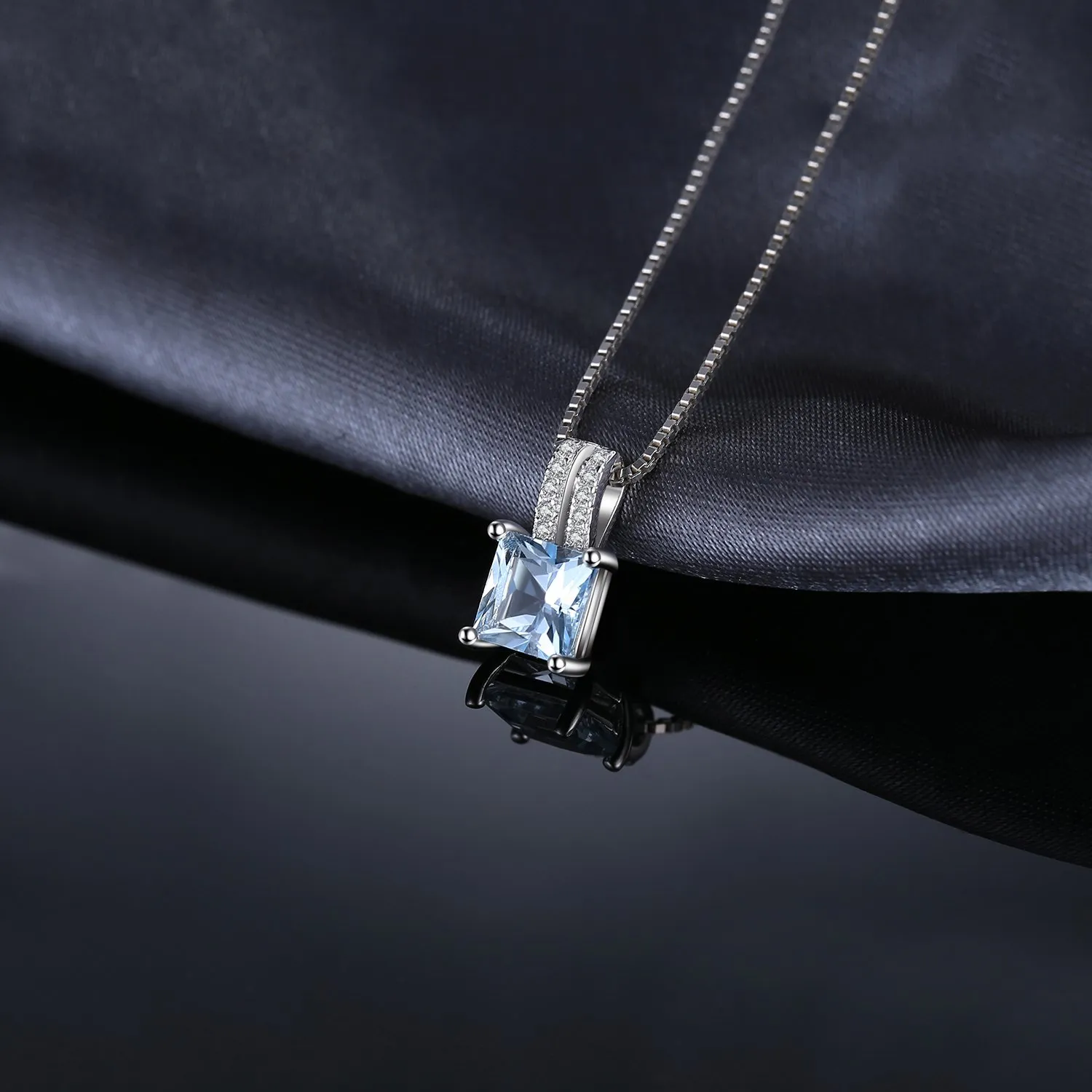 JewelryPalace Quadrata collana argento topazio azzurro