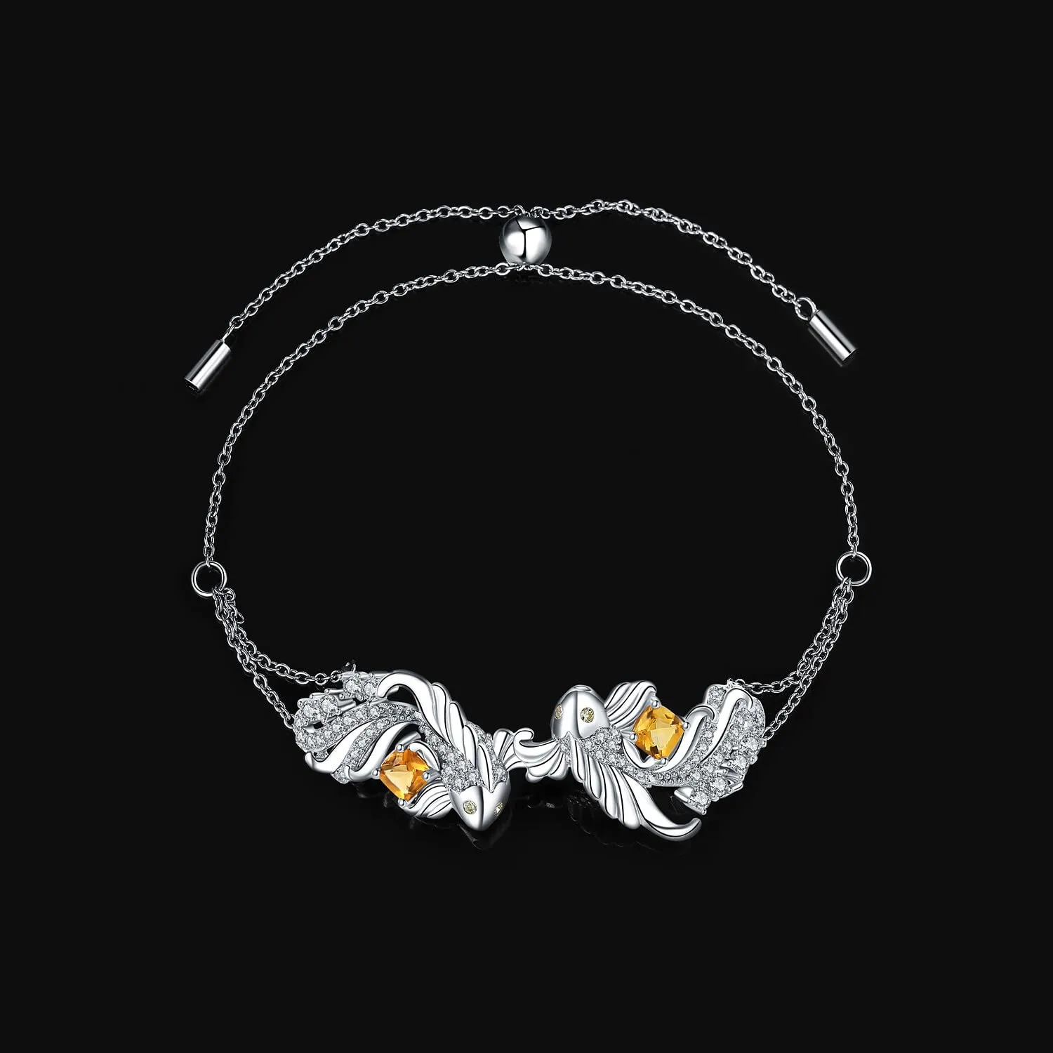 JewelryPalace 1.2ct Bracciale Carpe Koi Citrino Giallo Regolabile
