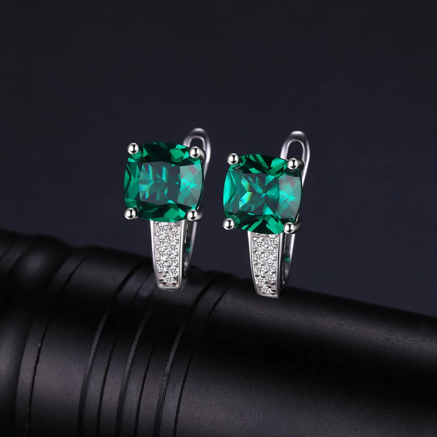 JewelryPalace 3.1ct Smeraldo Orecchini Cerchio Argento