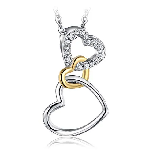 JewelryPalace Infinity Collana Triplo Cuore Argento 925 Zirconia