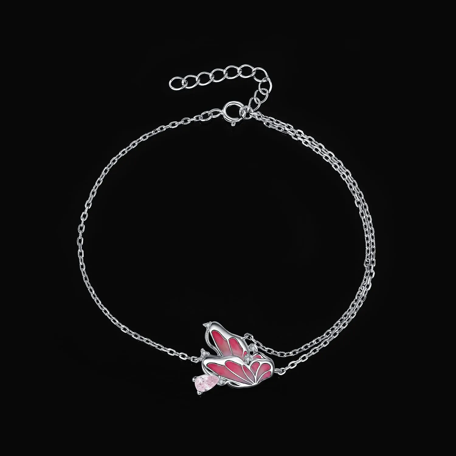 JewelryPalace Farfalla 0.3ct bracciale argento 925 zirconia rosa