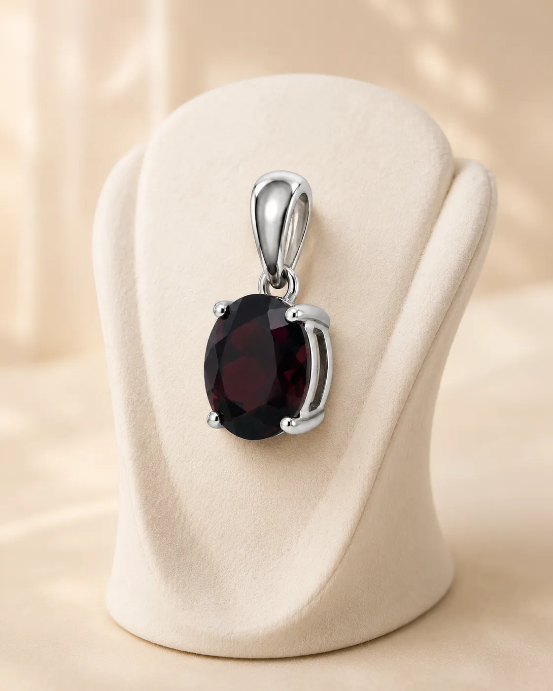 Victoria Jane Chunky Oval ciondolo argento granato