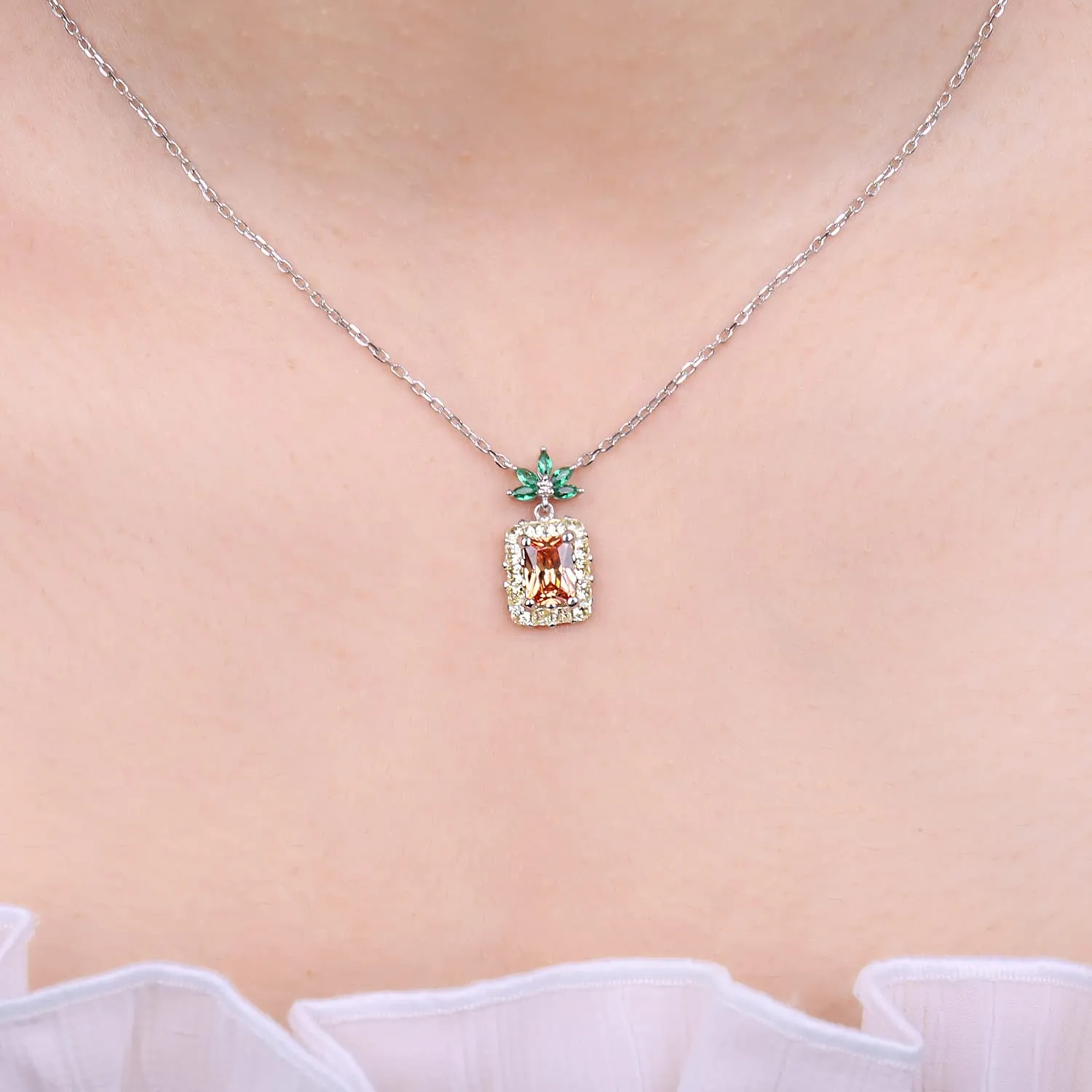 JewelryPalace Ananas 2.8ct collana argento zirconia 45cm