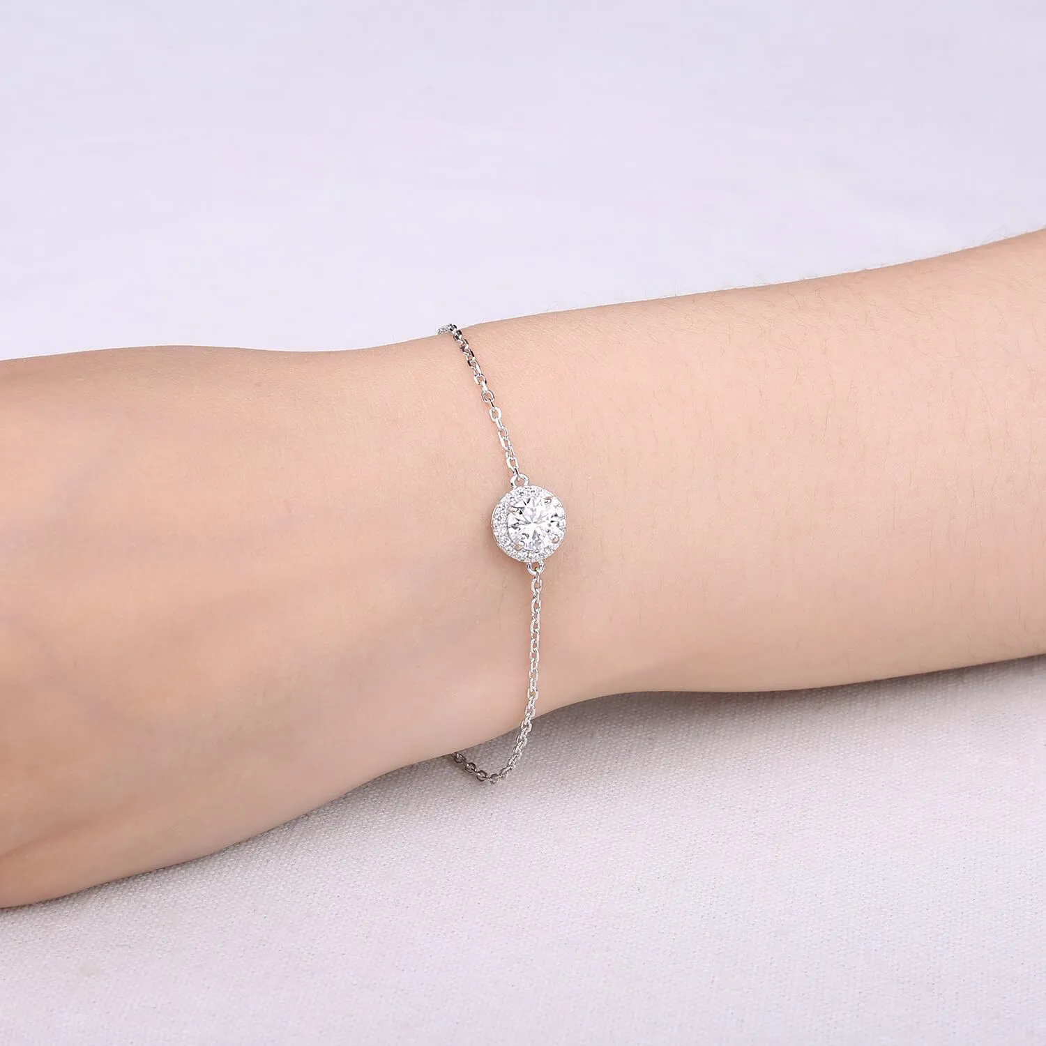 JewelryPalace bracciale halo zirconia bianca argento 1ct