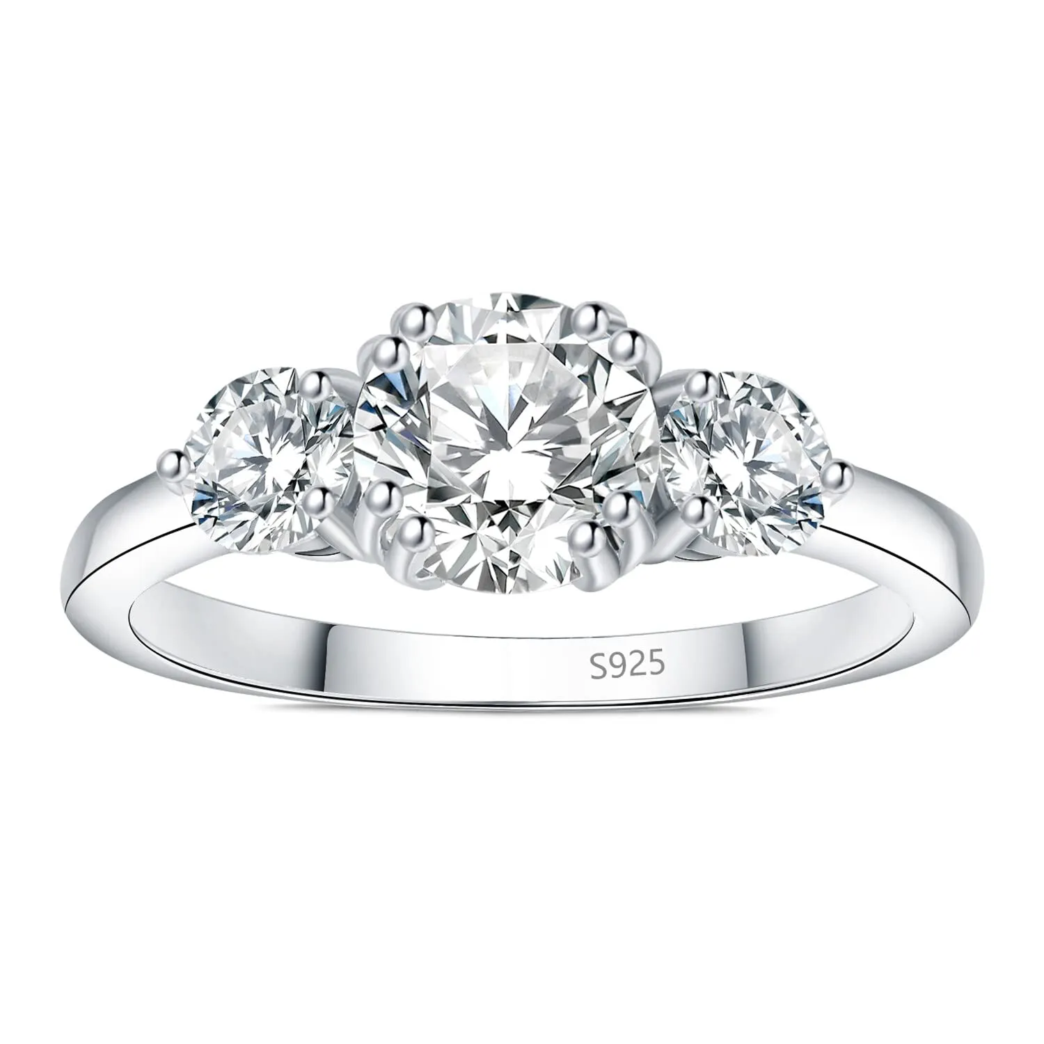 JewelryPalace Classico 1ct Tre Pietre Anello Argento Zirconia Rotonda