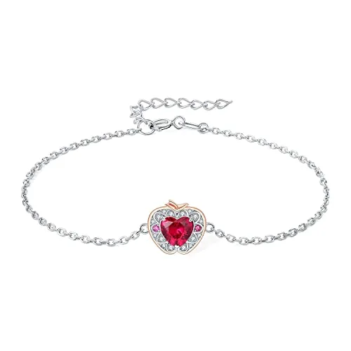 JewelryPalace Mela Cuore 1ct Bracciale Argento Rubino Rosso
