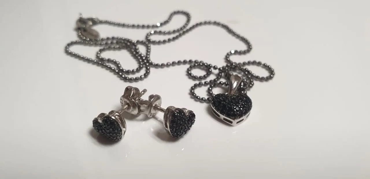JewelryPalace Cuore 0.14ct Spinello Nero collana argento 925