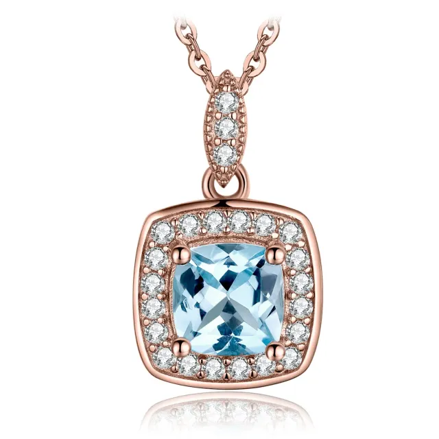 JewelryPalace Halo 1.2ct Collana topazio azzurro oro rosa
