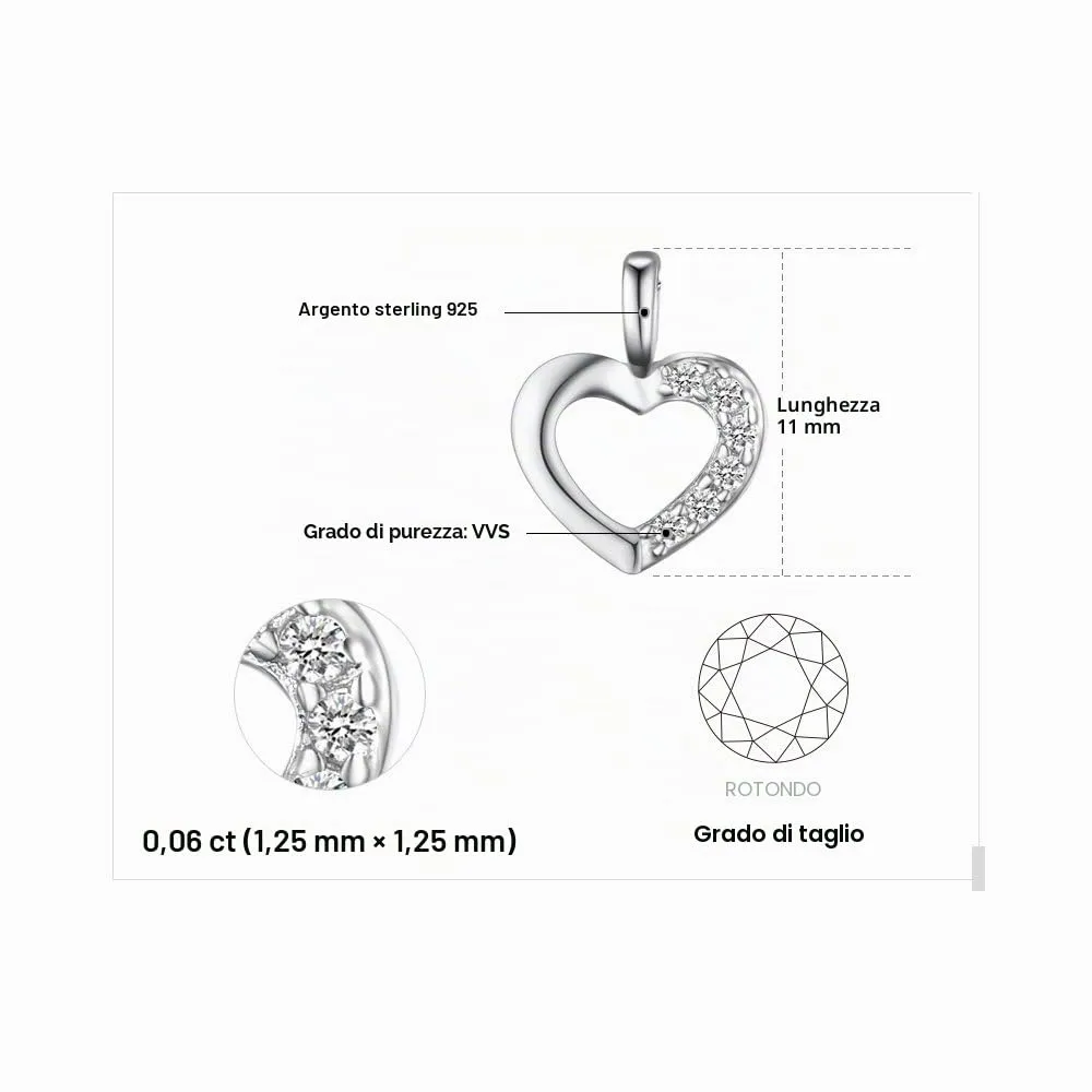 JewelryPalace Cuore collana argento ciondolo zirconia 43cm