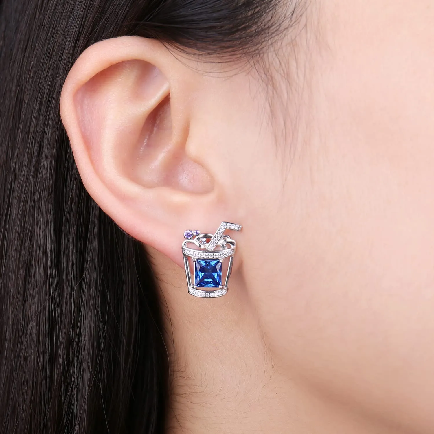 JewelryPalace Bevanda 7.5ct orecchini bottone zirconia blu