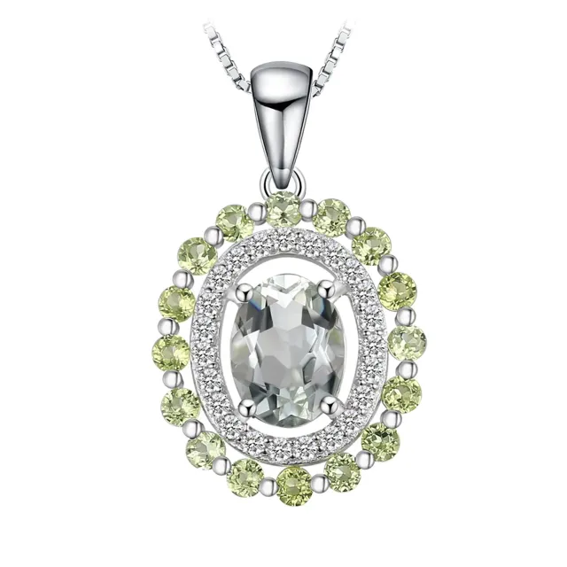 JewelryPalace Ovale Collana Argento 925 Ametista Verde 45cm Tre Ori