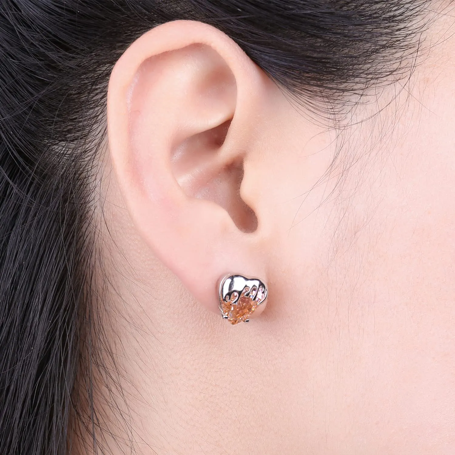 JewelryPalace Ape 9.2ct Orecchini Bottone Argento Cuore Arancione