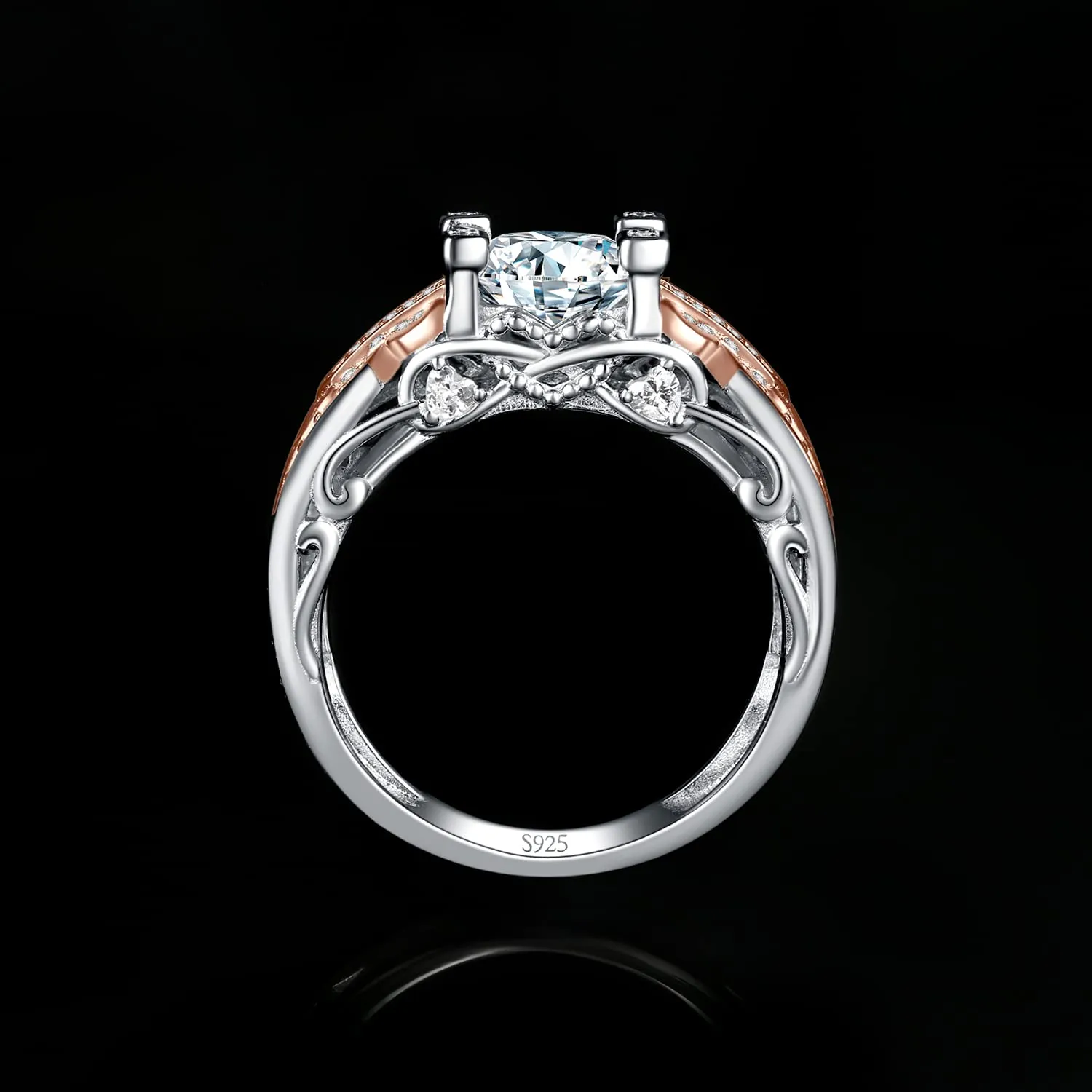 JewelryPalace Infinito anello fidanzamento argento zirconia oro rosa