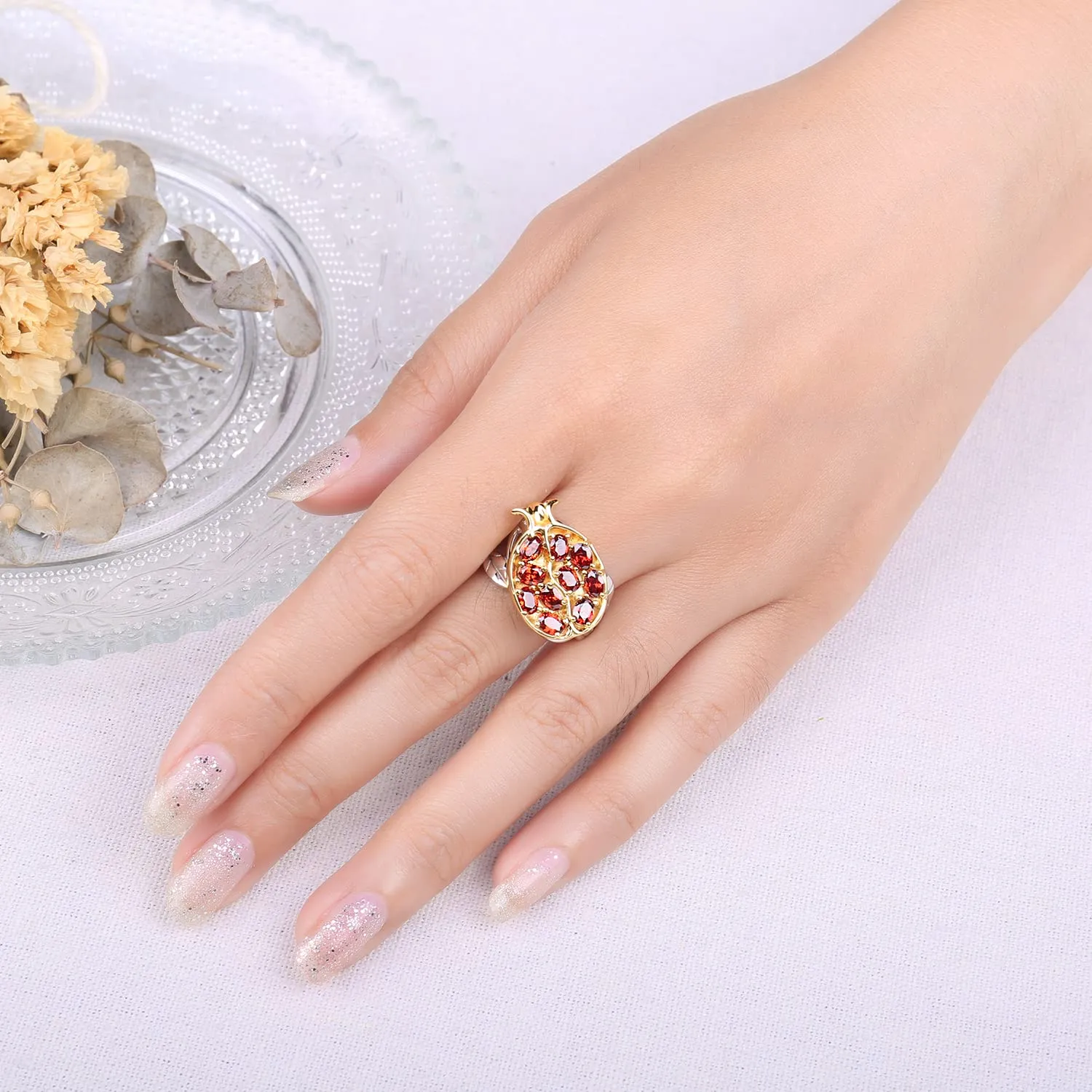 JewelryPalace Melograno 2.7ct anello cocktail zirconia rossa