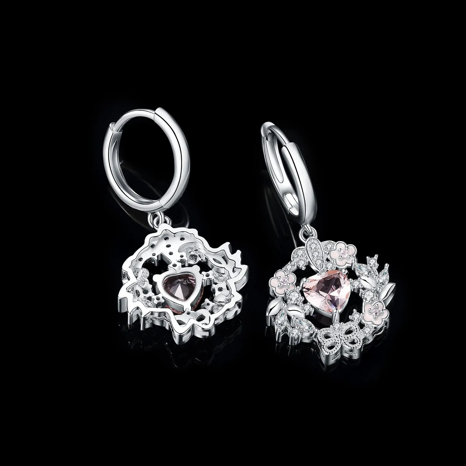 JewelryPalace 2.4ct Fiori Cuore orecchini argento rosa