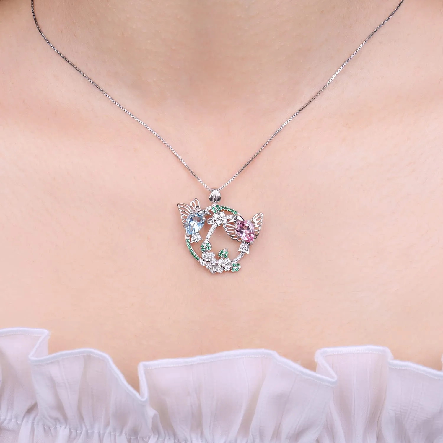 JewelryPalace Colibrì 3.2ct collana ciondolo topazio pera 45cm