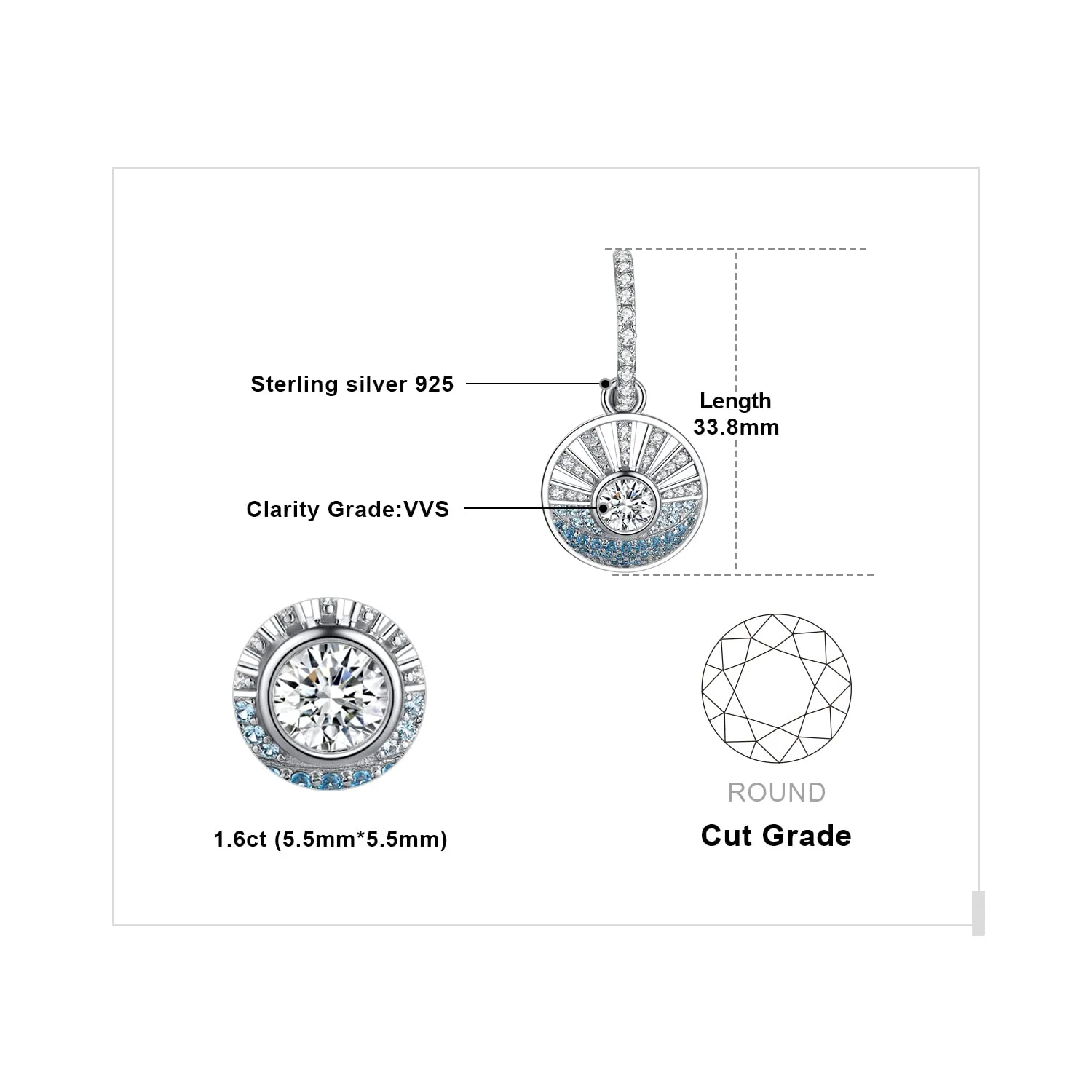 JewelryPalace Mare Sole orecchini argento 925 pietre azzurre