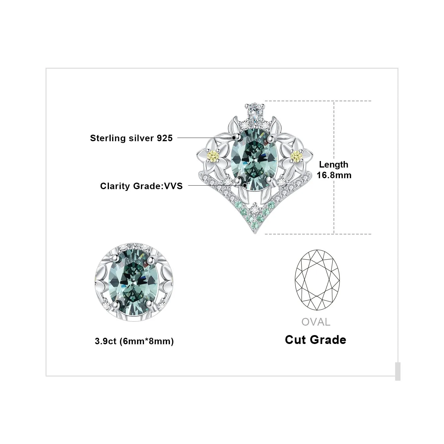 JewelryPalace Corona 4ct Orecchini Pendenti Zirconia Verde