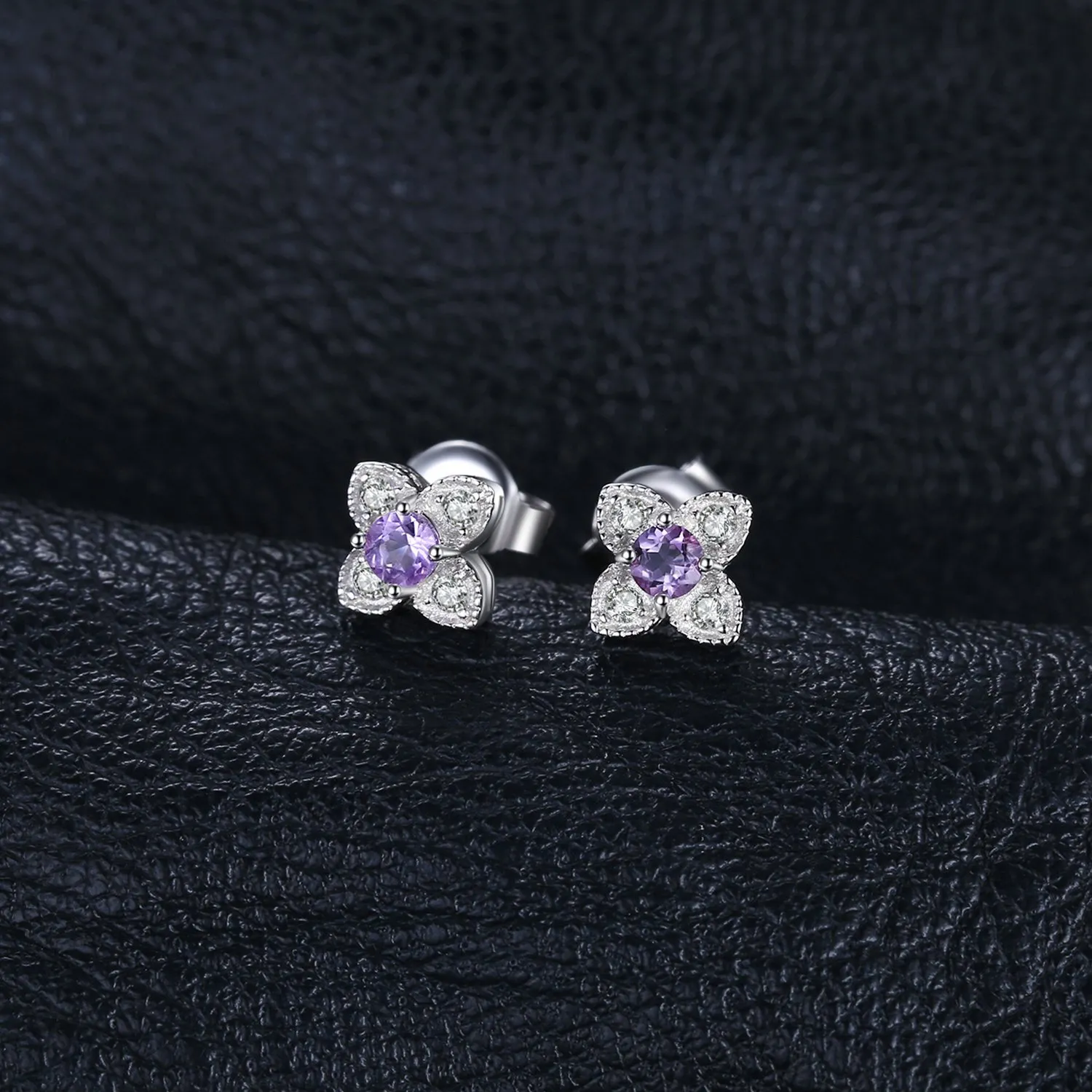 JewelryPalace Fiore Orecchini Bottone Argento ametista viola