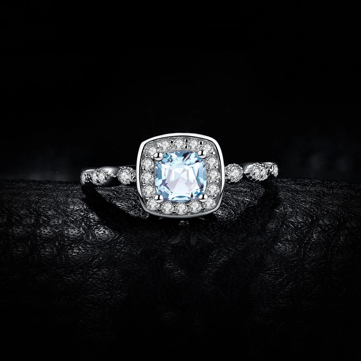 JewelryPalace Halo anello argento 925 topazio azzurro