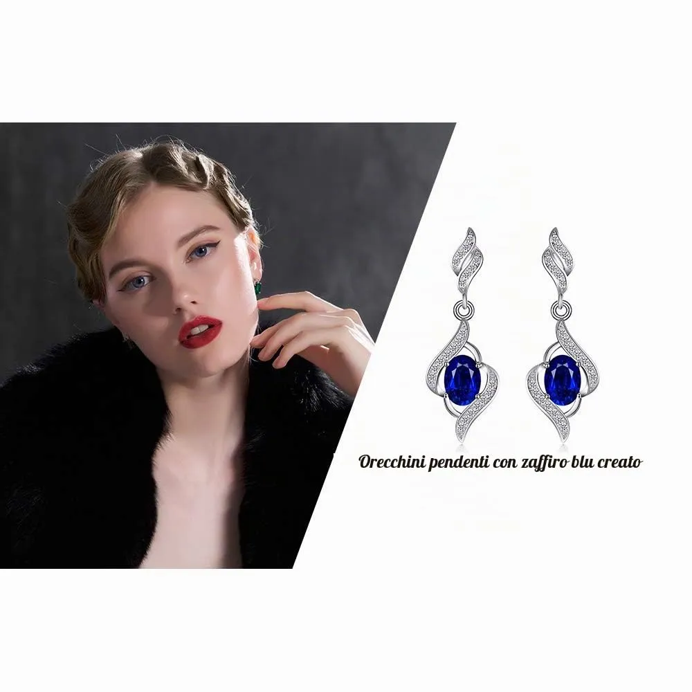 JewelryPalace 2.2ct Zaffiro Orecchini Pendenti Argento Pietra Blu