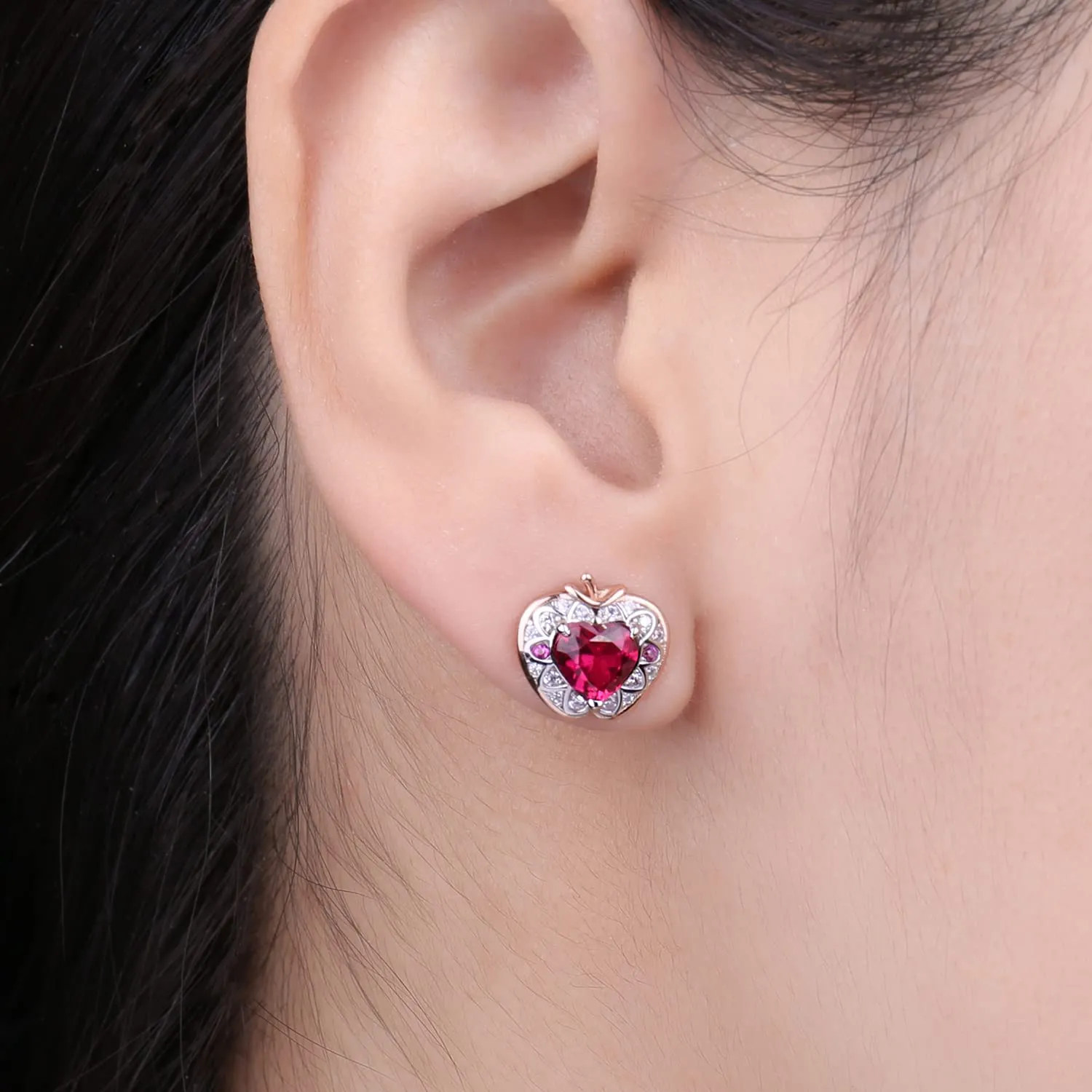 JewelryPalace Mela 2ct orecchini cuore rubino oro rosa